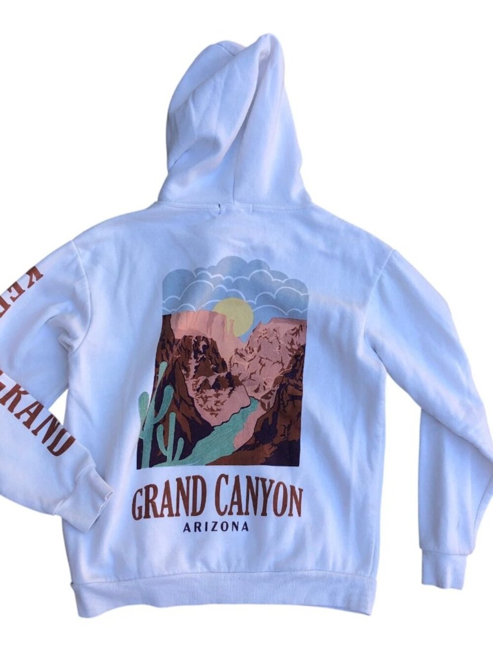 SOCIAL SCENE Grand Canyon Arizona Hoodie Sweatshirt MEDIUM White Pullover Top